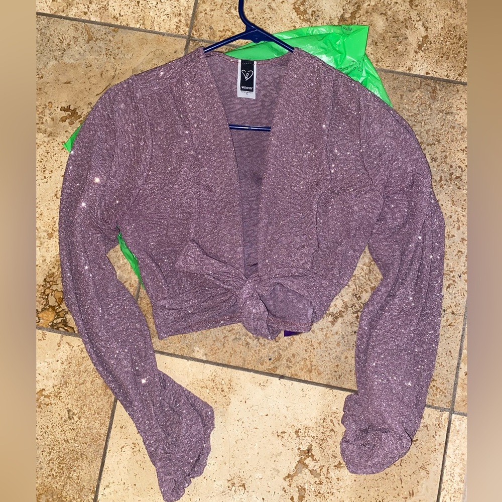 Windsor Tie in the front glitter top